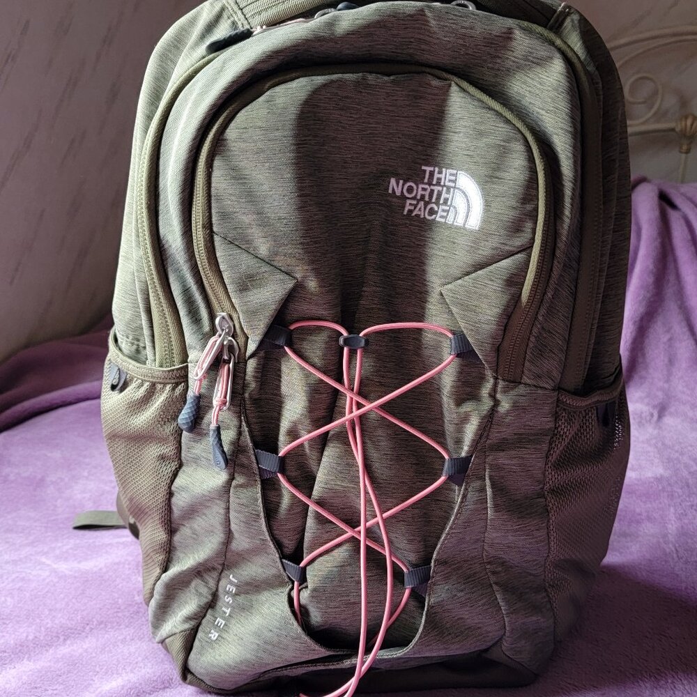 North Face Green and Pink Backpack Women's Jester